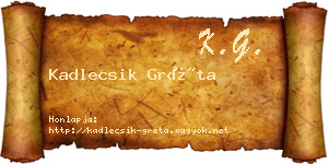 Kadlecsik Gréta névjegykártya